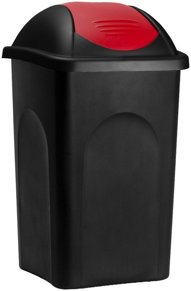Stefanplast 'Push Can' Mülleimer, Kunststoff, 68 x 41 x 41 cm, 60 Liter, Rot / Schwarz