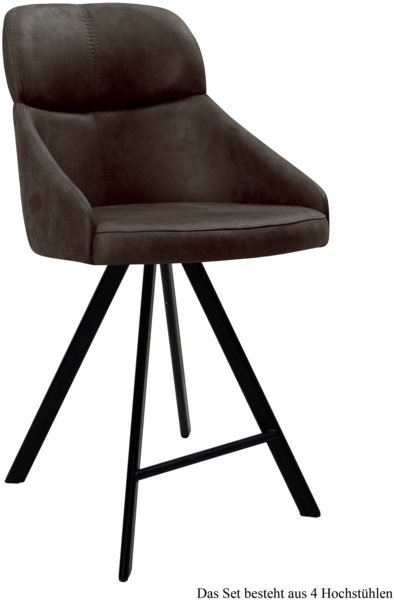 Thekenstuhl drehbar (4er-Set) Diljana 52x99x63 Schwarz/Espresso