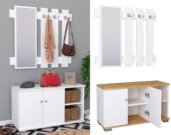 VCM Schuhschrank 2tlg. Holz Garderobe Dielenmöbel Schuhe Gados XL