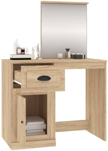 vidaXL Schminktisch mit Spiegel Sonoma-Eiche 90x50x132,5 cm 816763 Bild 5