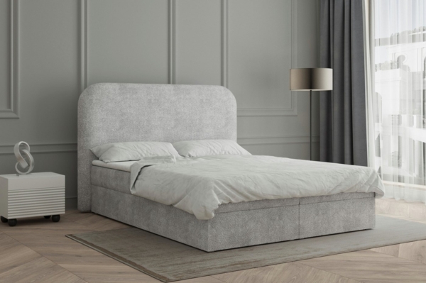 MOEBLO Boxspringbett aus Bouclé Bett 07 (Bonell, Topper, Doppelbett gepolstertes Kopfteil mit Bettkasten Boxspringbett, aus Boucle, Polsterbett Kontinentalbett, Polsterbett Kontinentalbett), Boxspring, (BxHxT):158/178/198x120x214cm Bild 1