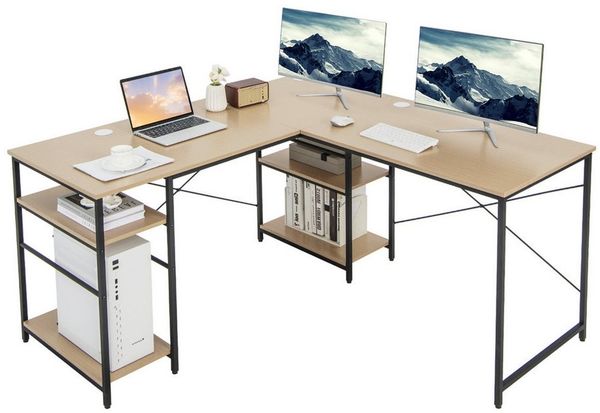 KOMFOTTEU Schreibtisch L-förmig, Bürotisch für 2 Personen, 151 x 151cm