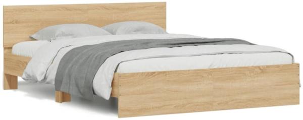 vidaXL Bettgestell mit Kopfteil LED-Beleuchtung Sonoma-Eiche 150x200cm 3207604