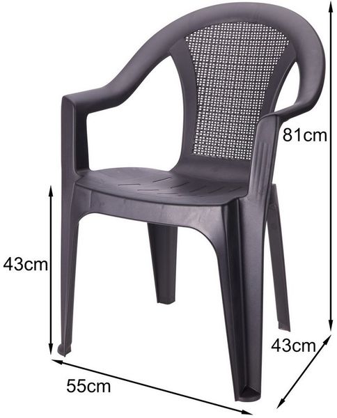 Progarden Gartenstuhl Kunststoff Anthrazit Stapelbar 2 er Set (Set, 2 St), UV-Beständig, Robust, Wetterfest, Made in Italy, Hochwertig Bild 3