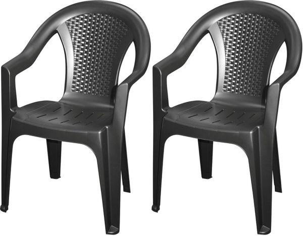 Progarden Gartenstuhl Kunststoff Anthrazit Stapelbar 2 er Set (2 St), UV-Beständig, Robust, Wetterfest, Made in Italy, Hochwertig