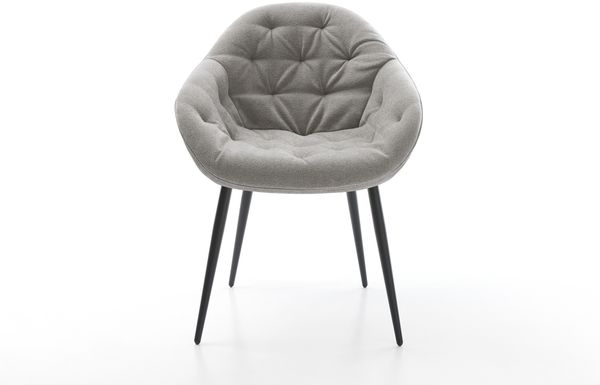 Esszimmerstuhl Gaio-Flex Strukturstoff Soft Grau 4-Fuß konisch Schwarz Bild 2