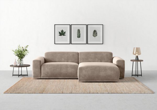 TRENDMANUFAKTUR Ecksofa Braga, mit hochwertigem Kaltschaum, L-Form, in Cord erhältlich, 2 Teile, modernes Sofa, Couch mit hohem Sitzkomfort, 255/72/160 cm (B/H/T)