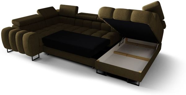Wohnlandschaft Schlafsofa BASTIEN RELAX in Stoff Aragon Grau Ottomane Rechts Bild 4