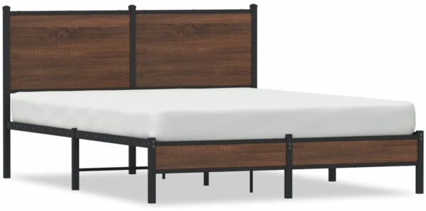 vidaXL Metallbett ohne Matratze Braun Eichen-Optik 140x200 cm 4007923