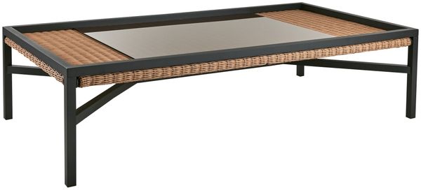 Gartencouchtisch Shell, aus Rattan und Aluminium, modern, natur und schwarz, 150x80 cm