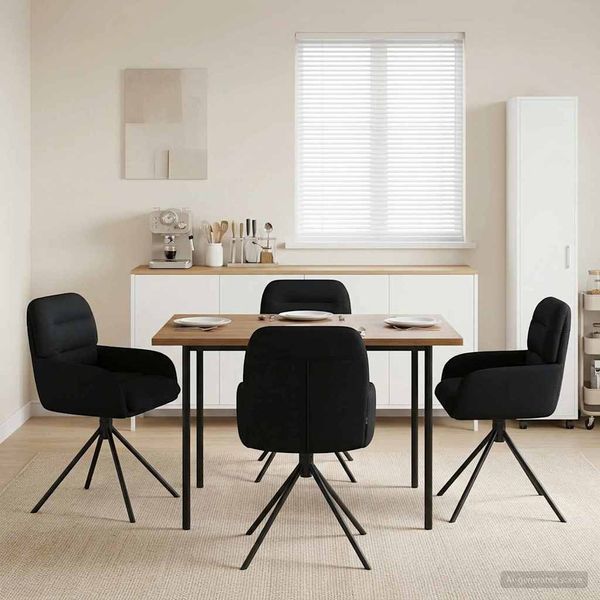 vidaXL Drehstuhl Esszimmer 4 pcs Kunstleder Schwarz 59 x 59,5 x 90 cm 3428257