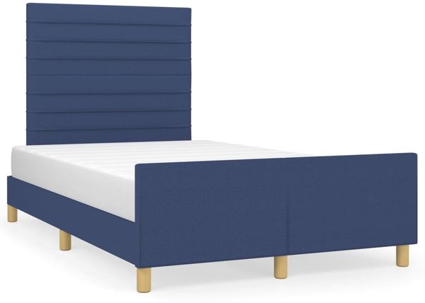 Einzelbettgestell Design für Erwachsene ohne Matratze Blau 120x200 cm Stoff d4027e