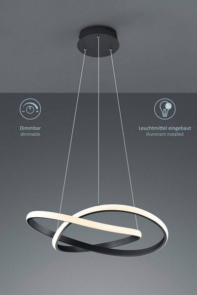 lightling LED Pendelleuchte Wibke, LED fest integriert, Warmweiß, dimmbar mit Schalter, Deckenmontage, IP20 Indoor