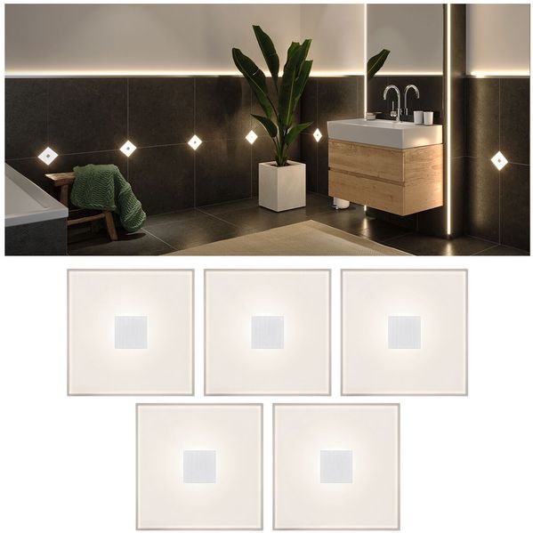 Paulmann 78402 LumiTiles LED Fliesen Square 5er-Basisset 100x10mm IP44 2700K Weiß