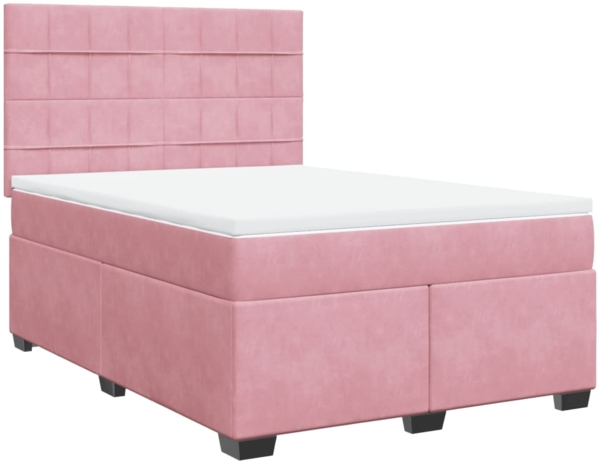 vidaXL Boxspringbett mit Matratze Rosa 140x200 cm Samt 3290935