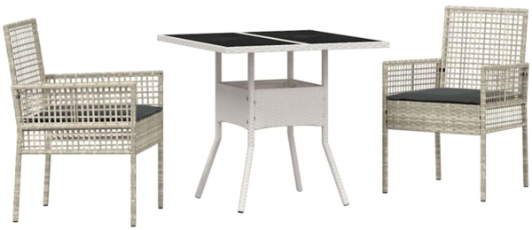 vidaXL Garten Essgruppe 3 pcs Hellgrau Poly-Rattan 3334933