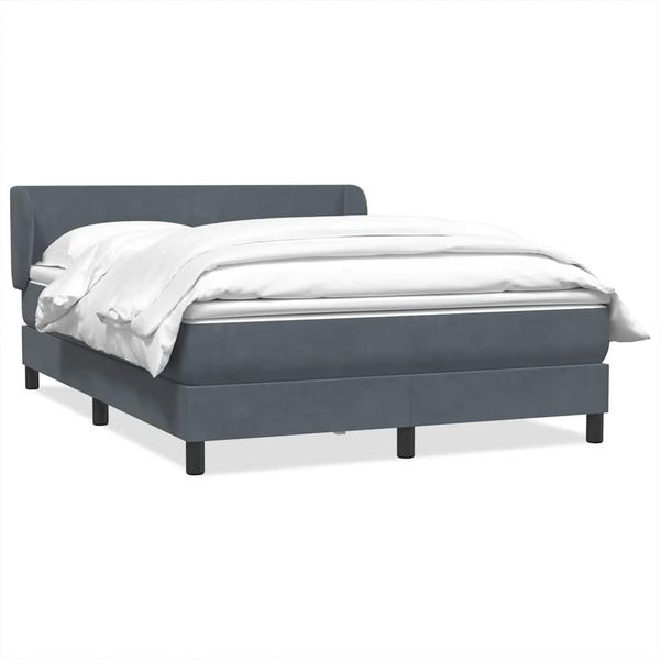 vidaXL Boxspringbett mit Matratze Dunkelgrau 160x210 cm Samt 3317362