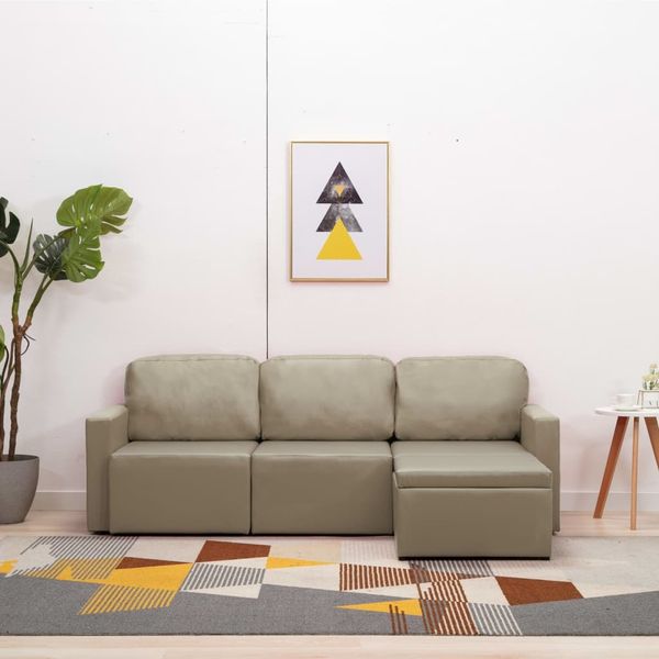 vidaXL Modulares 3-Sitzer Schlafsofa Cappuccino-Braun Kunstleder 288800