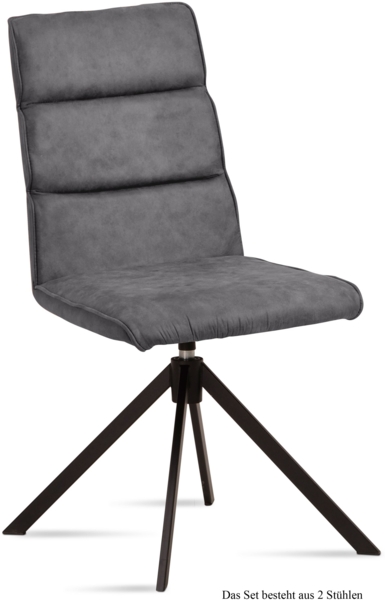 Esszimmerstuhl drehbar (2er-Set) Deedea 47x92x60 Schwarz/Grau