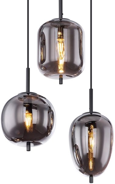 Hängeleuchte Hängelampe Wohnzimmer 6 Flammig Glas rauch Metall 15345-6 Bild 3