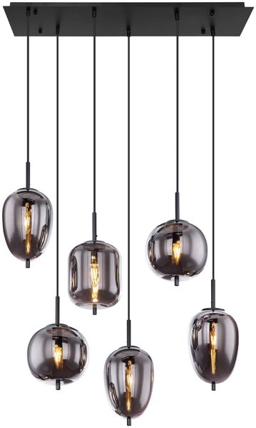Hängeleuchte Hängelampe Wohnzimmer 6 Flammig Glas rauch Metall 15345-6 Bild 5