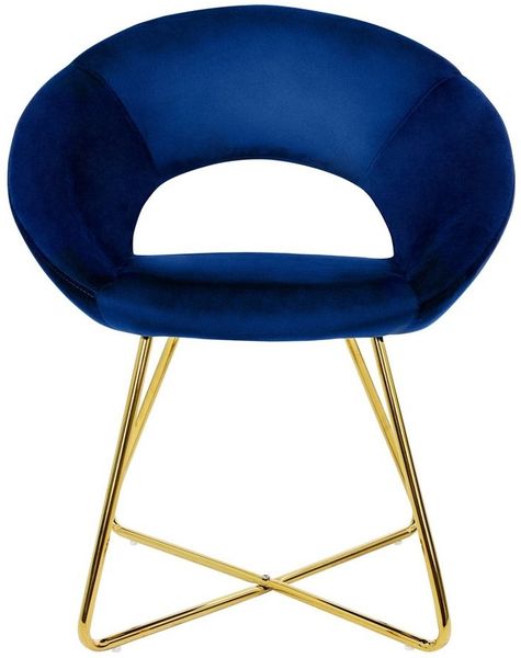 ML-DESIGN Stuhl Samtstuhl Esszimmerstuhl & Wohnzimmerstuhl mit goldenen Metallbeinen (2 St), Design Lounge Polsterstuhl 2er Set Clubsessel Esstisch Samt Blau