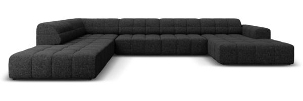 Micadoni Panorama Ecksofa Jennifer 7-Sitzer Links Chenille Schwarz