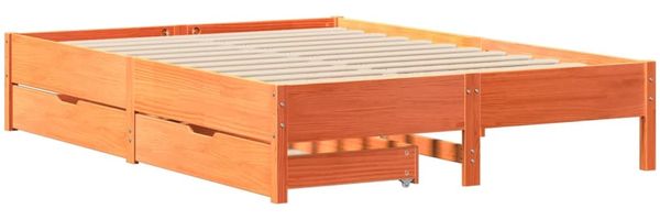 vidaXL Massivholzbett ohne Matratze Wachsbraun 120x190 cm Kiefernholz 3301730 Bild 3