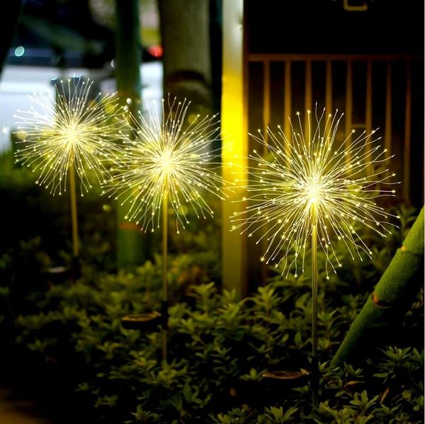 Salcar LED Solarleuchte LED Solarleuchte 2x 180 LEDs Solarlampe Feuerwerk Lichter, Warmweiß, 8 Modi LED Lichterkette Automatische Beleuchtung