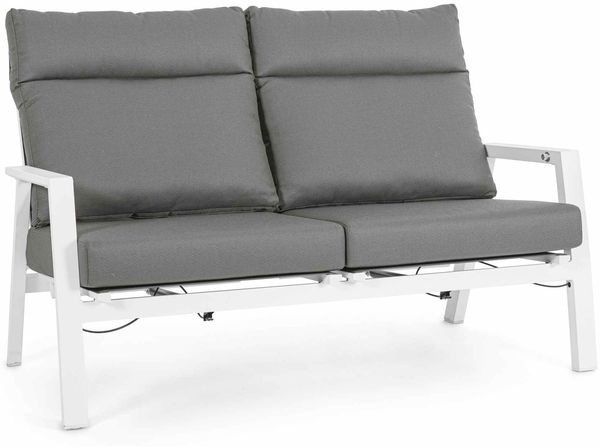 Gartensofa Idekla aus Aluminium, modern, weiß, stufenlos verstellbare Rückenlehne, abnehmbares Kissen