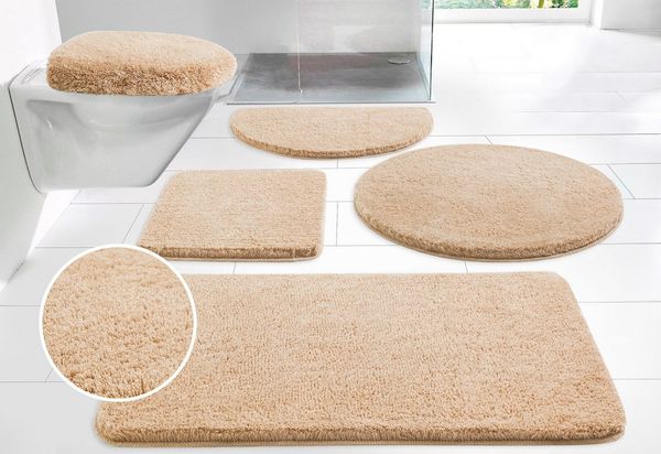 OTTO home Badematte Merida, Badvorleger, Badezimmer Teppich, Höhe 32 mm, rutschhemmend beschichtet, schnell trocknend, strapazierfähig, fußbodenheizungsgeeignet, Kunstfaser, rechteckig, Badteppich, Uni Farben, rechteckig, rund & als 2-tlg. Set erhältlich