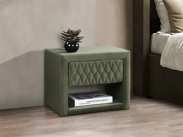 Vente-unique - DANIELE Bedside table SamtStoff Grün - B 35 cm x H 41 cm x L 50 cm