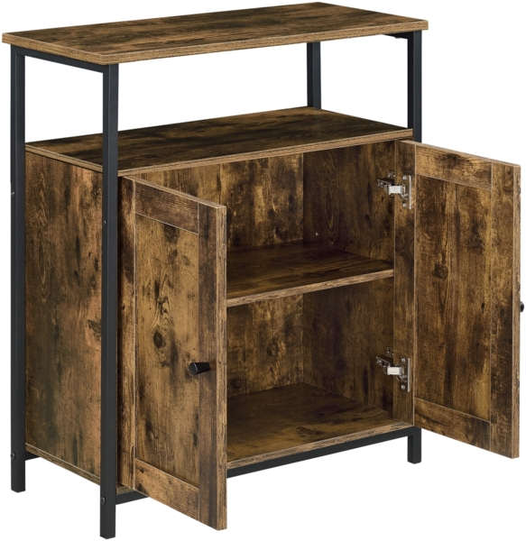 Beistelltisch Aremark 79x60x30cm mit Schrankfächer Dunkler Holzton [en. casa] Bild 4