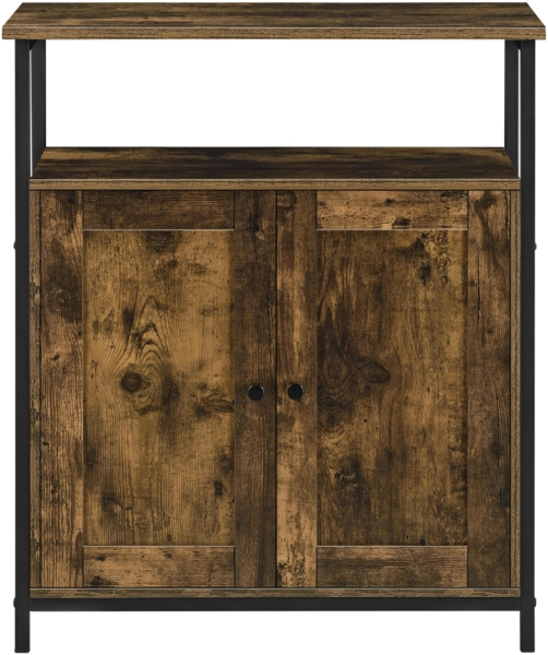 Beistelltisch Aremark 79x60x30cm mit Schrankfächer Dunkler Holzton [en. casa] Bild 5