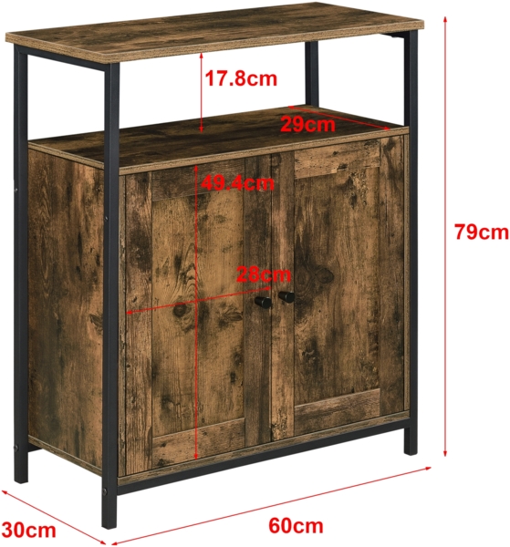 Beistelltisch Aremark 79x60x30cm mit Schrankfächer Dunkler Holzton [en. casa] Bild 3