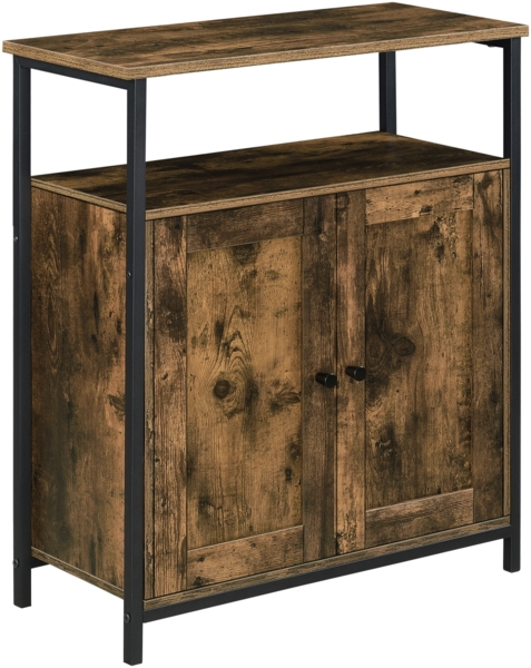 Beistelltisch Aremark 79x60x30cm mit Schrankfächer Dunkler Holzton [en. casa] Bild 2