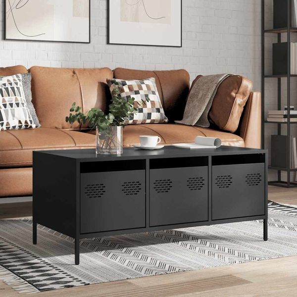 vidaXL Couchtisch Schwarz 101,5x50x43,5 cm Kaltgewalzter Stahl 851268