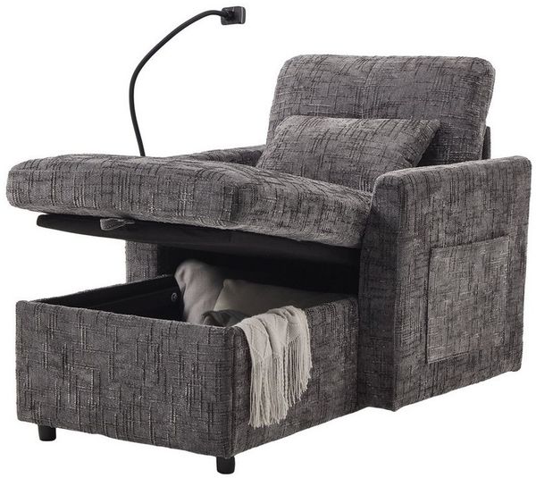 BlingBin Loungesessel Relaxsessel 1-Sitzer Sofa mit Stauraum, Einzelsofa (Freizeit-Sofa, 1-St, 125 x 84,5 x 87 cm), Freizeitstuhl, Handyhalter, Seitentaschen und weichem Chenille-Bezug