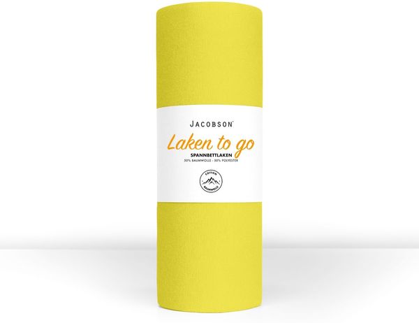 Jacobson Laken to GO Spannbettlaken Jersey Spannbetttücher Bettlaken 50% Baumwolle 50% Polyester (140x200-160x200 cm 1er Set, Gelb)