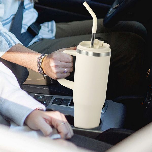 CALIYO Thermoflasche Thermobecher 1.2L Edelstahl BPA frei mit Strohhalm und Deckel, Langanhaltend kühl / warm spülmaschinenfest für Sport, Reisen