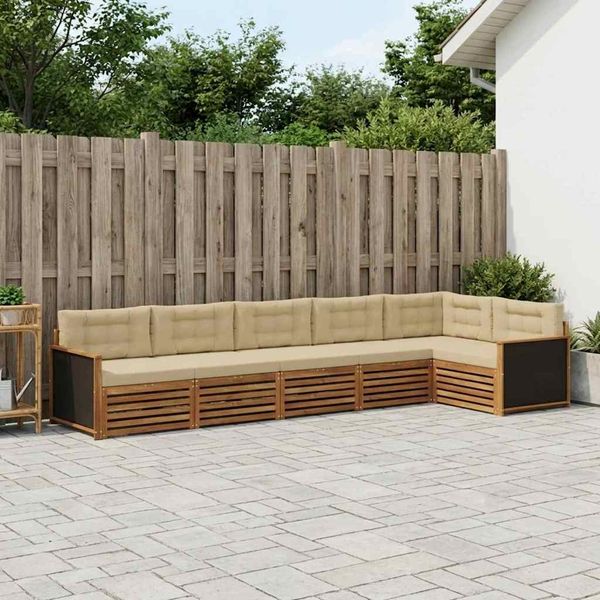 vidaXL Outdoor-Sofagarnitur 6 pcs Natur und Beige 406 x 168,5 x 73 cm 3383406