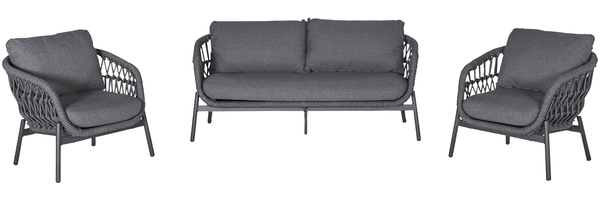 BARI Loungeset, Rope in Dunkelgrau, Gestell aus Aluminium in Anthrazit