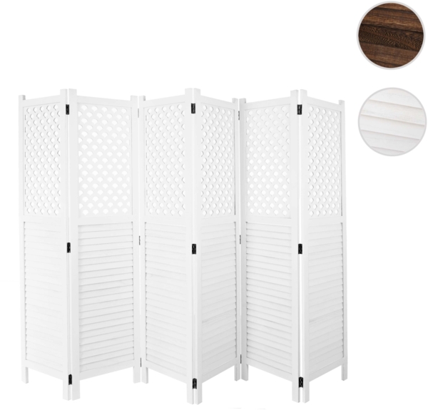 Paravent HWC-A84, Raumteiler Trennwand Sichtschutz, Ornamente 170x245cm ~ weiß Bild 7