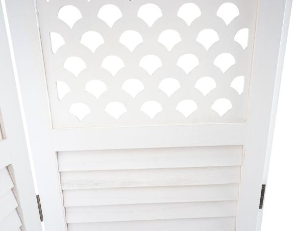 Paravent HWC-A84, Raumteiler Trennwand Sichtschutz, Ornamente 170x245cm ~ weiß Bild 5