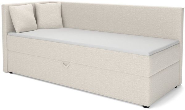 Deine Möbel 24 Boxspringbett NEVY, Tagesbett mit Bettkasten, Kopfteil rechts oder links wählbar (ideal für Jugendliche & Erwachsene, 1-St, Jugendbett ideal als Tagesbett und Schlafplatz), Boxbett 90x200 100x200, in Creme, Grau, Dunkelgrau, Graphit, Sch...