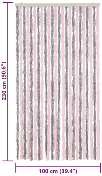vidaXL Fliegenvorhang Silbergrau und Rosa 100x230 cm Chenille 377366 Bild 7