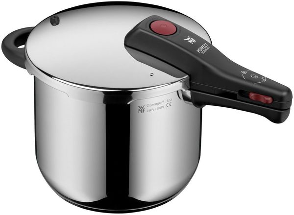 WMF Schnellkochtopf Perfect Element, Fassungsvermögen 6,5 Liter, Cromargan® Edelstahl Rostfrei 18/10 (2-tlg), Sicherheitssystem, TransTherm-Allherdboden, Flammschutz, Induktion