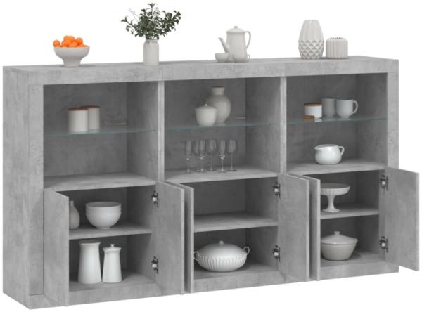 vidaXL Sideboard mit LED-Leuchten Betongrau 181,5x37x100 cm 3209152