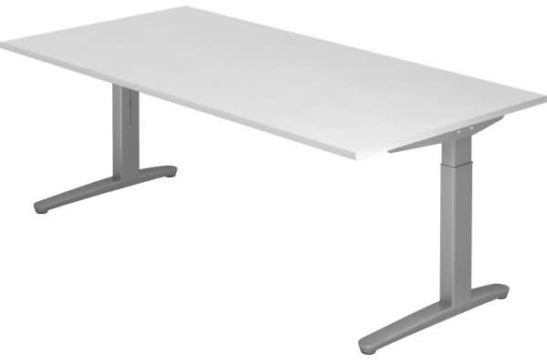 'XB2E' Schreibtisch C-Fuß 200x100 cm Weiß Silber