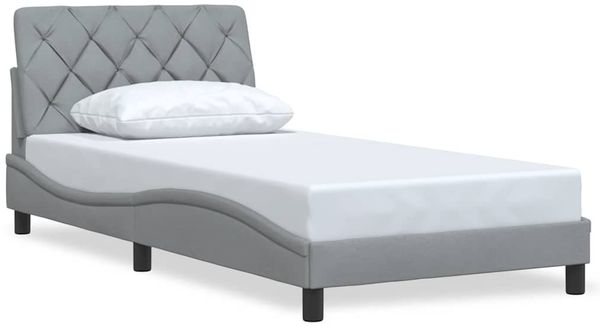 Einzelbettgestell Design für Erwachsene ohne Matratze Hellgrau 100x200 cm Stoff d4885e
